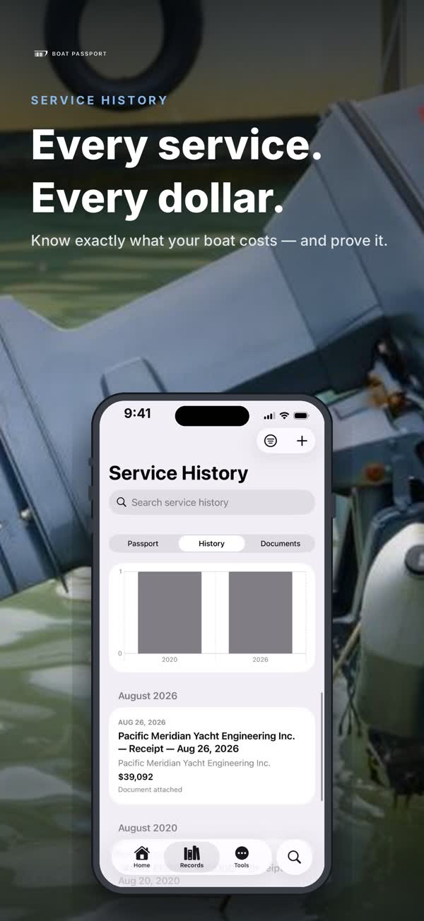 Boat Passport service history timeline